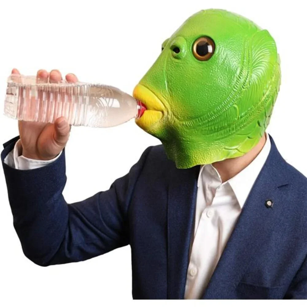 Green Fish Mask Funny Latex Full Head Realistic Mask Fancy Dress for Halloween